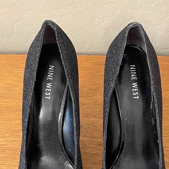 Nine West 6.5 Selma Black Sparkle Platform Heel Pumps Barely Worn!! - Picture 9 of 11